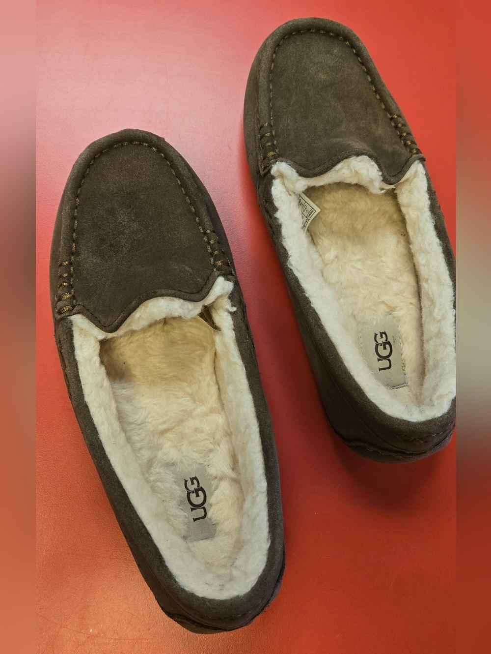 UGG Women's Dark Brown Suede Shearling-Lined Slip-On Loafers